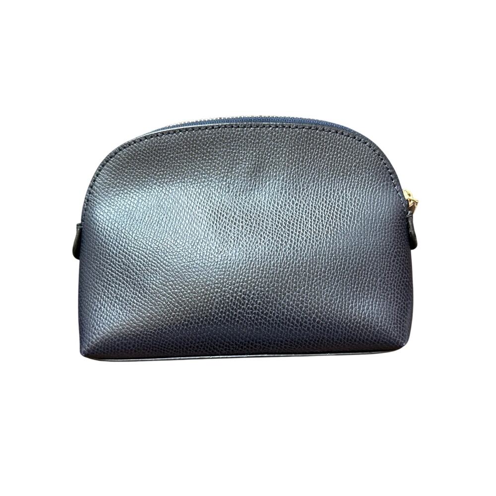 NWT Coach Leather Bow Detail Zipper Cosmetic Case Pouch Navy - Picture 2 of 5